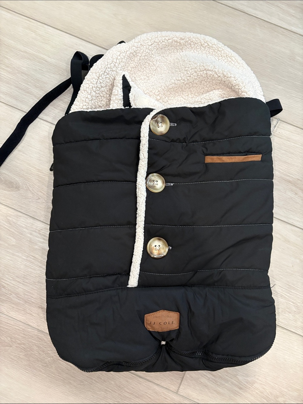 JJ Cole Black Quilted Sherpa-Lined Stroller Footmuff